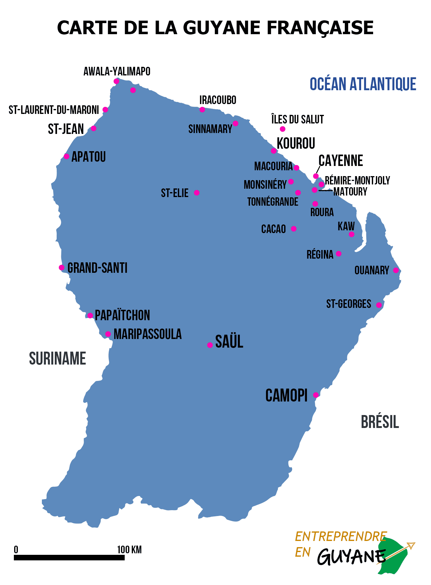 Carte de la Guyane